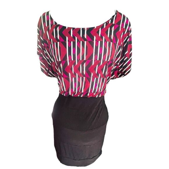 Bisou Bisou Burgandy and Black Dress Size 10 - Picture 1 of 3